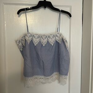 Express blue and lace women’s tank top, size large